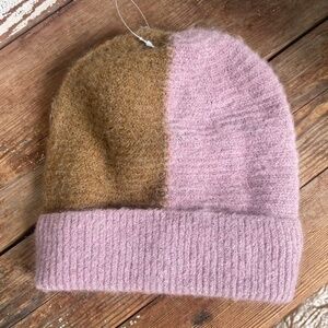 Anthropologie Faux Fur Lined Color Block Beanie
